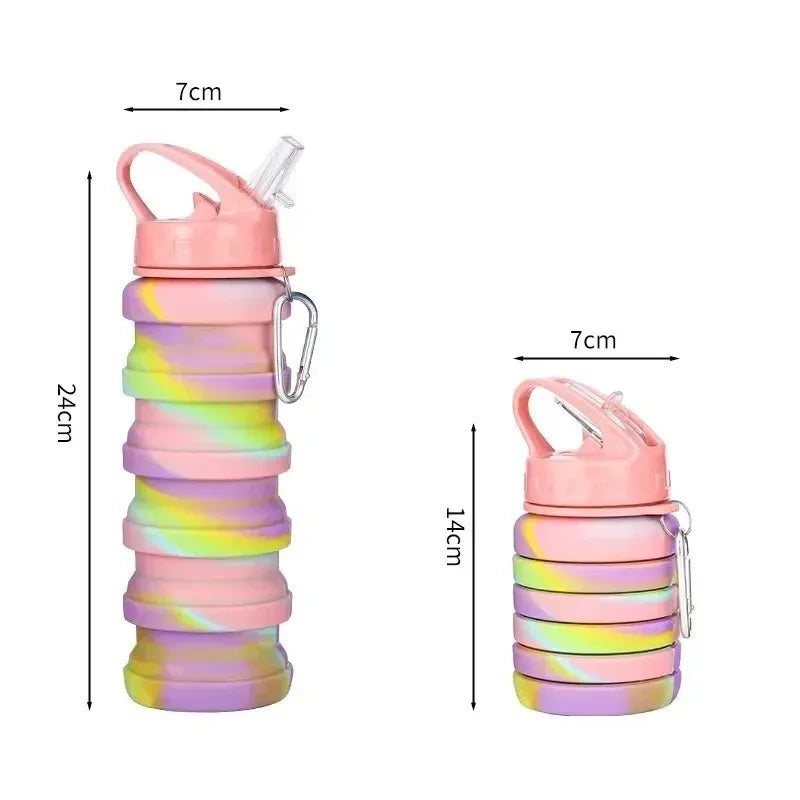 Food Grade Silicone Foldable Water Bottle for Sports Reusable