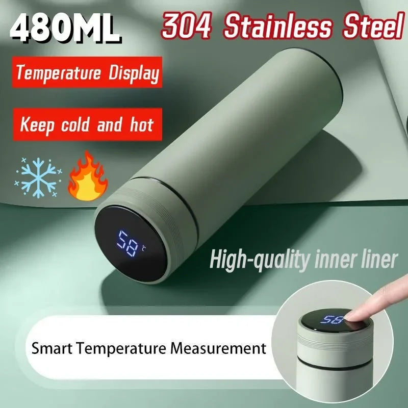 500ml Smart Water Bottle Stainless Steel Thermos Temperature Display