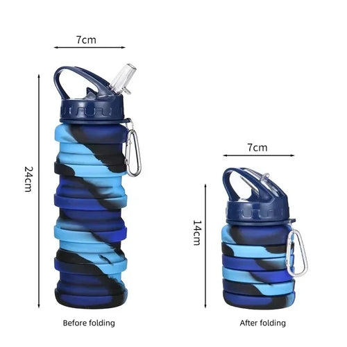 Food Grade Silicone Foldable Water Bottle for Sports Reusable