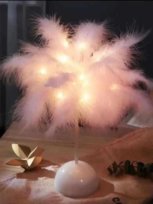Battery Power Led Night Light For Bedroom Wedding Decoration Feather