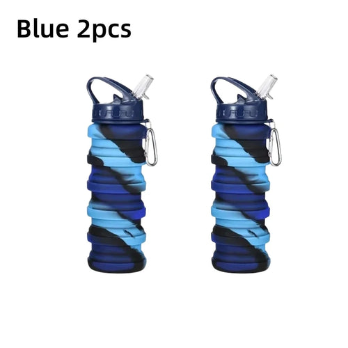 Food Grade Silicone Foldable Water Bottle for Sports Reusable