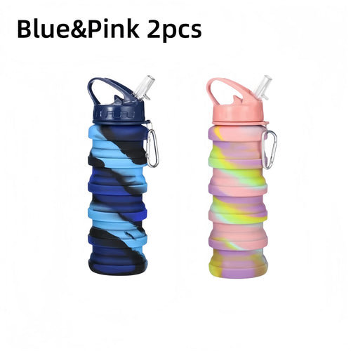 Food Grade Silicone Foldable Water Bottle for Sports Reusable