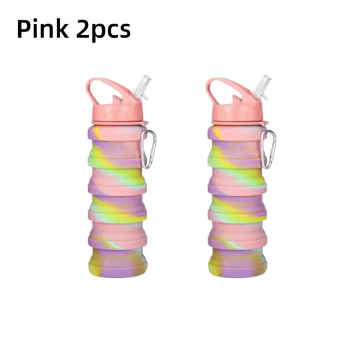 Food Grade Silicone Foldable Water Bottle for Sports Reusable