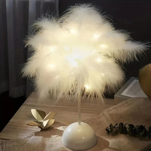 Battery Power Led Night Light For Bedroom Wedding Decoration Feather