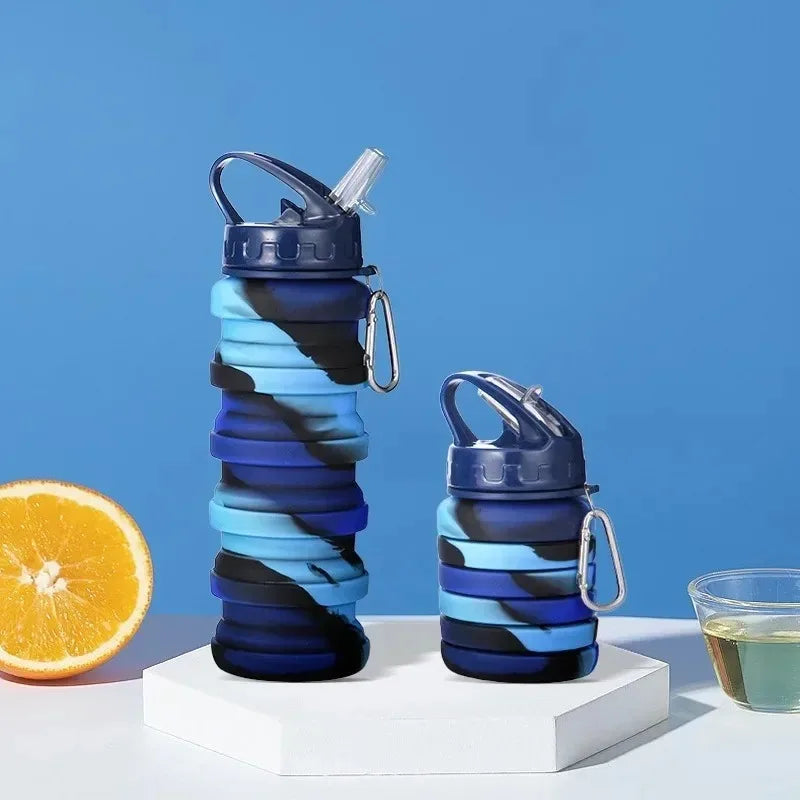 Food Grade Silicone Foldable Water Bottle for Sports Reusable