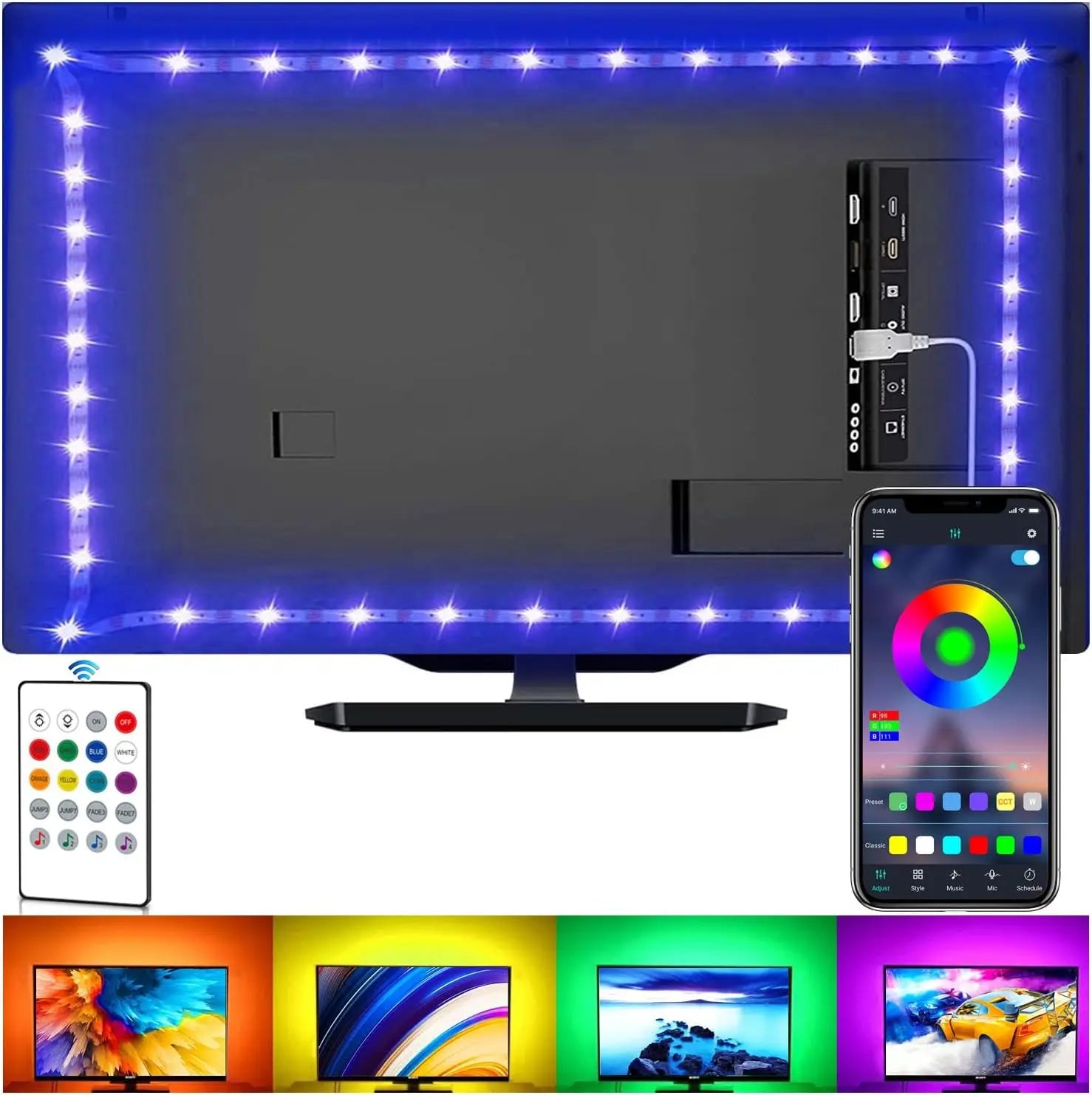 LED Strip Lights for TV ,Bluetooth USB TV Backlight Kit with